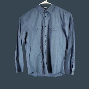 Calvin Klein Men's Blue Checkered Long Sleeve Shirt Size L Cotton